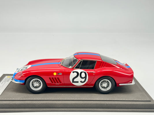 BBR 1/18 Ferrari 275GTB 24H LeMans 1966 Red Blue Stripe Resin Model Car