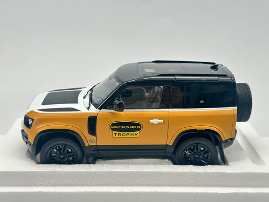 Almost Real 1/18 Land Rover Defender 90 White and Yellow Alloy Model Car