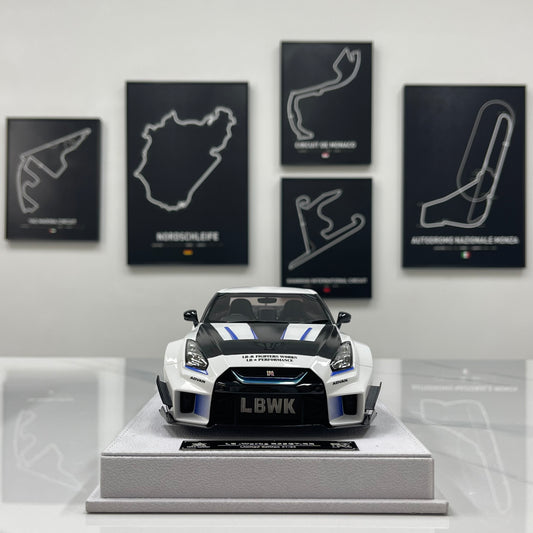 BBA MODEL 1/18 Nissan GTR 35GT-RR Blue and White Limited Edition Model Car