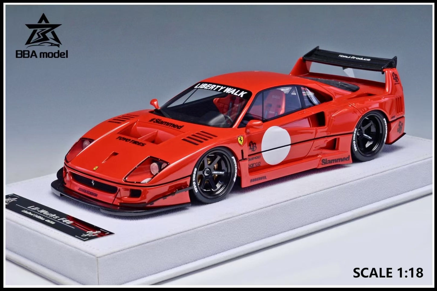 BBA model 1/18 Ferrari F40 LBWK wide-body modified resin car model