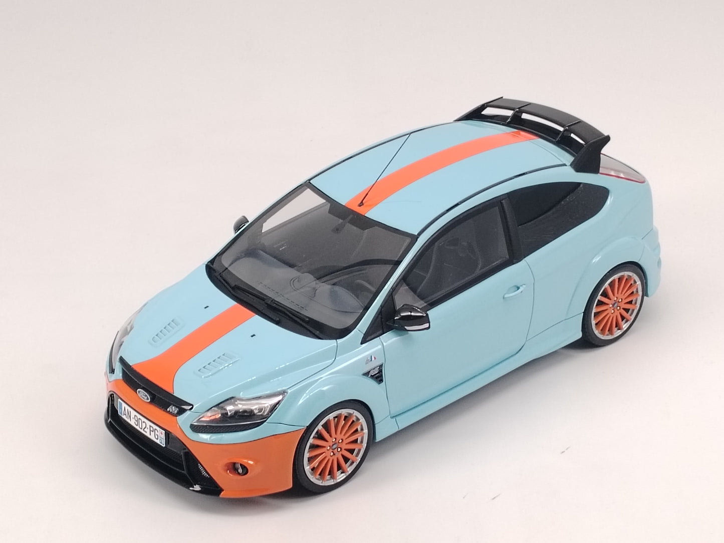 OTTO 1/18 Ford FOCUS MK2 RS LE MANS Orange Stripe Simulation Car Model Ornaments