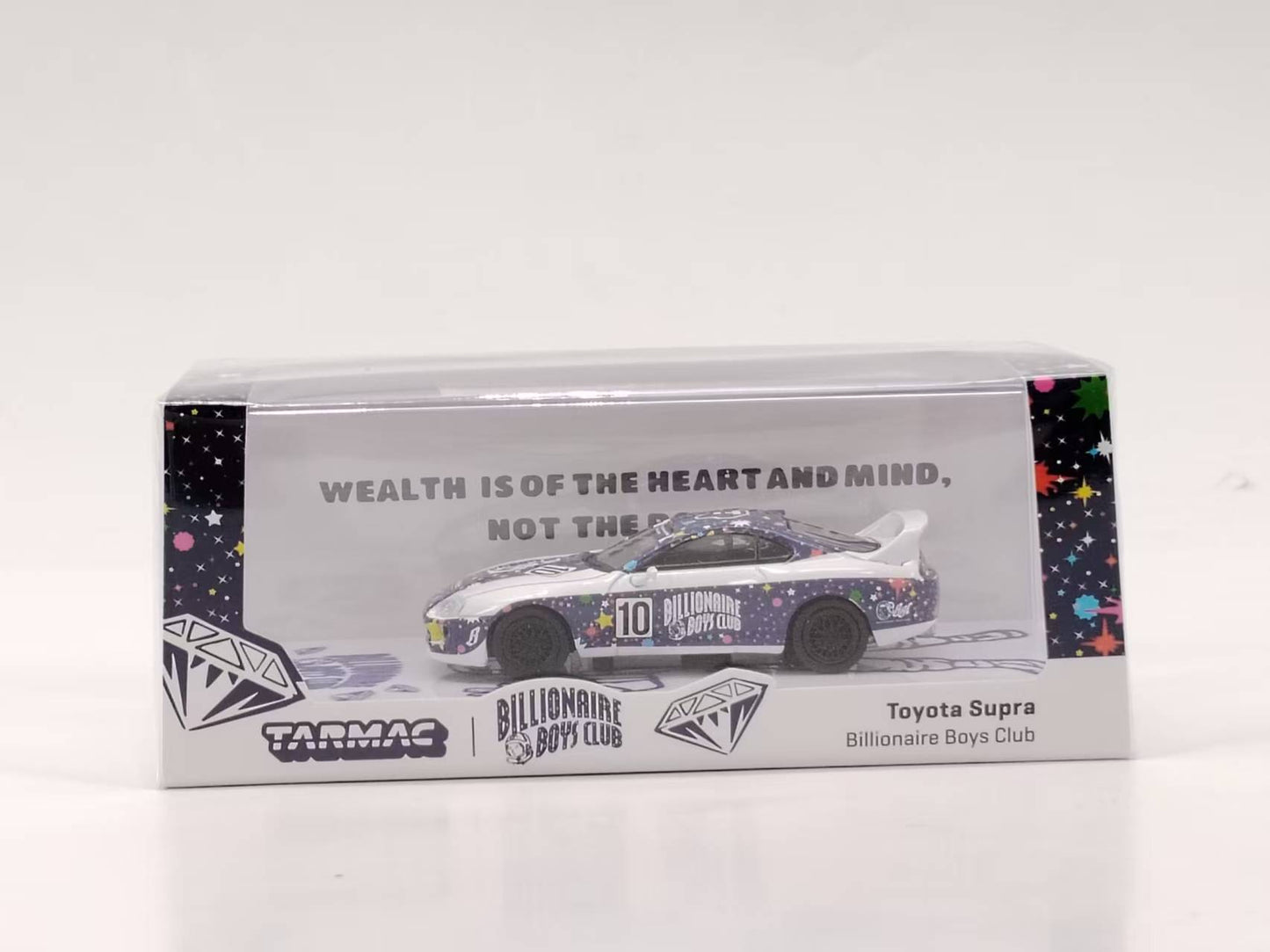 TARmac Works 1/64 Toyota Supra Billionaire Boys Club White and Purple Livery Alloy Car Model T64-011-BBC