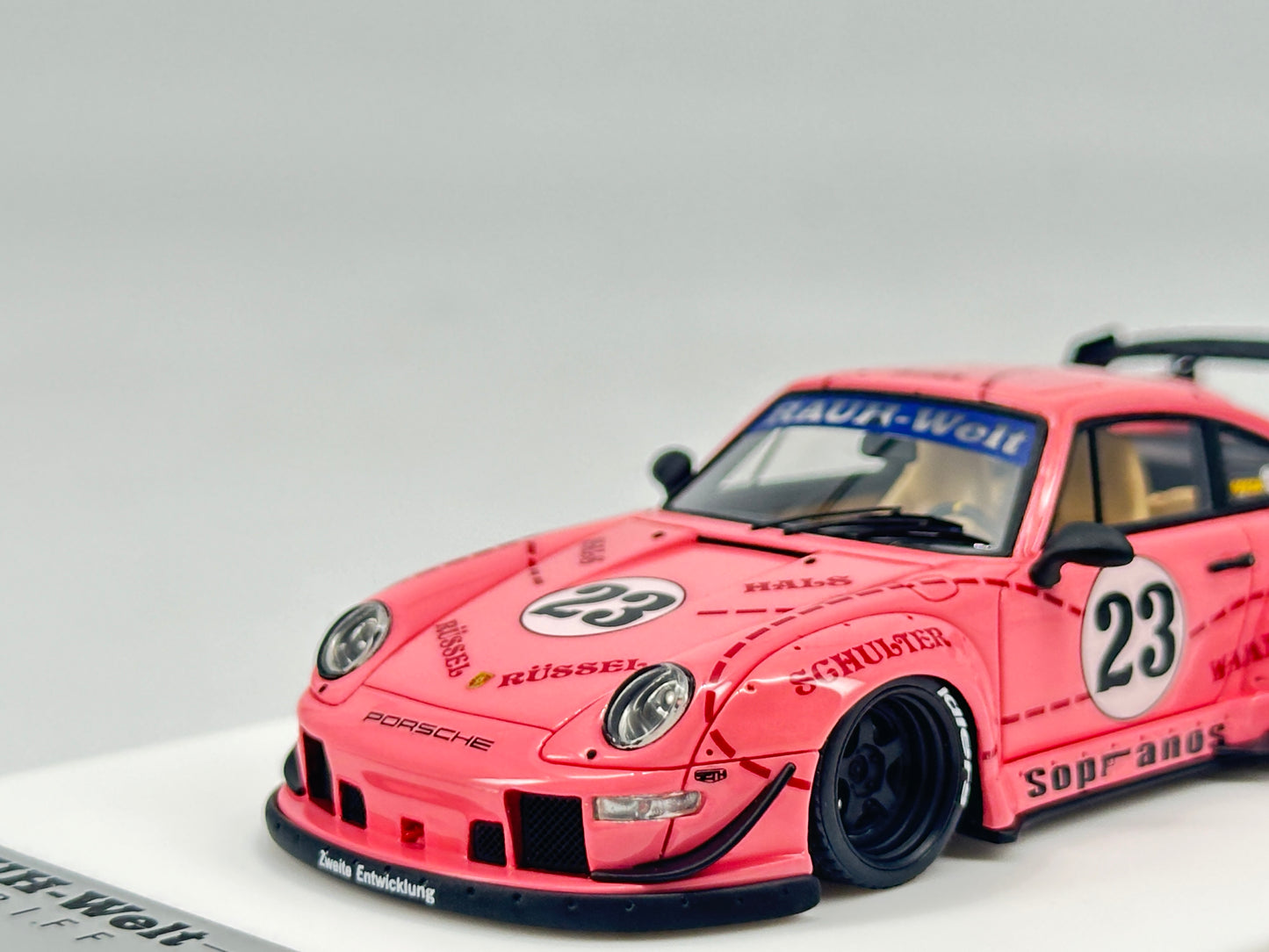 DG 1/43 Porsche RWB Pink Pig Painted Simulation Car Model