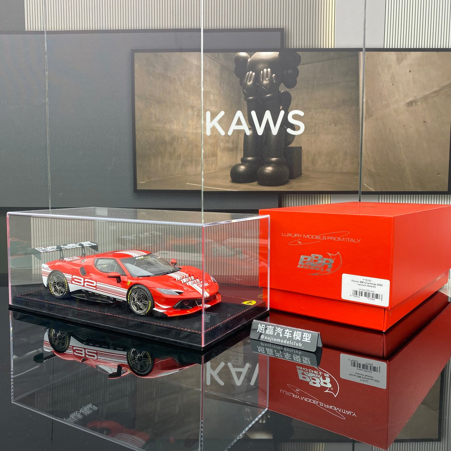 BBR 1/18 Ferrari 296 Challenge Track Edition Simulation Car Model Ornaments