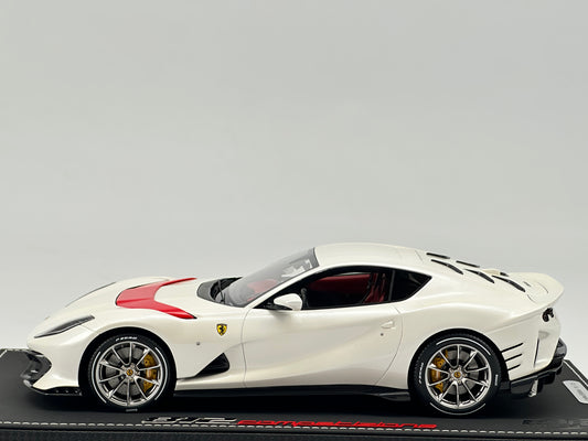 BBR 1/18 Ferrari 812 Competizione Metallic White Simulation Limited Edition Car Model Ornaments