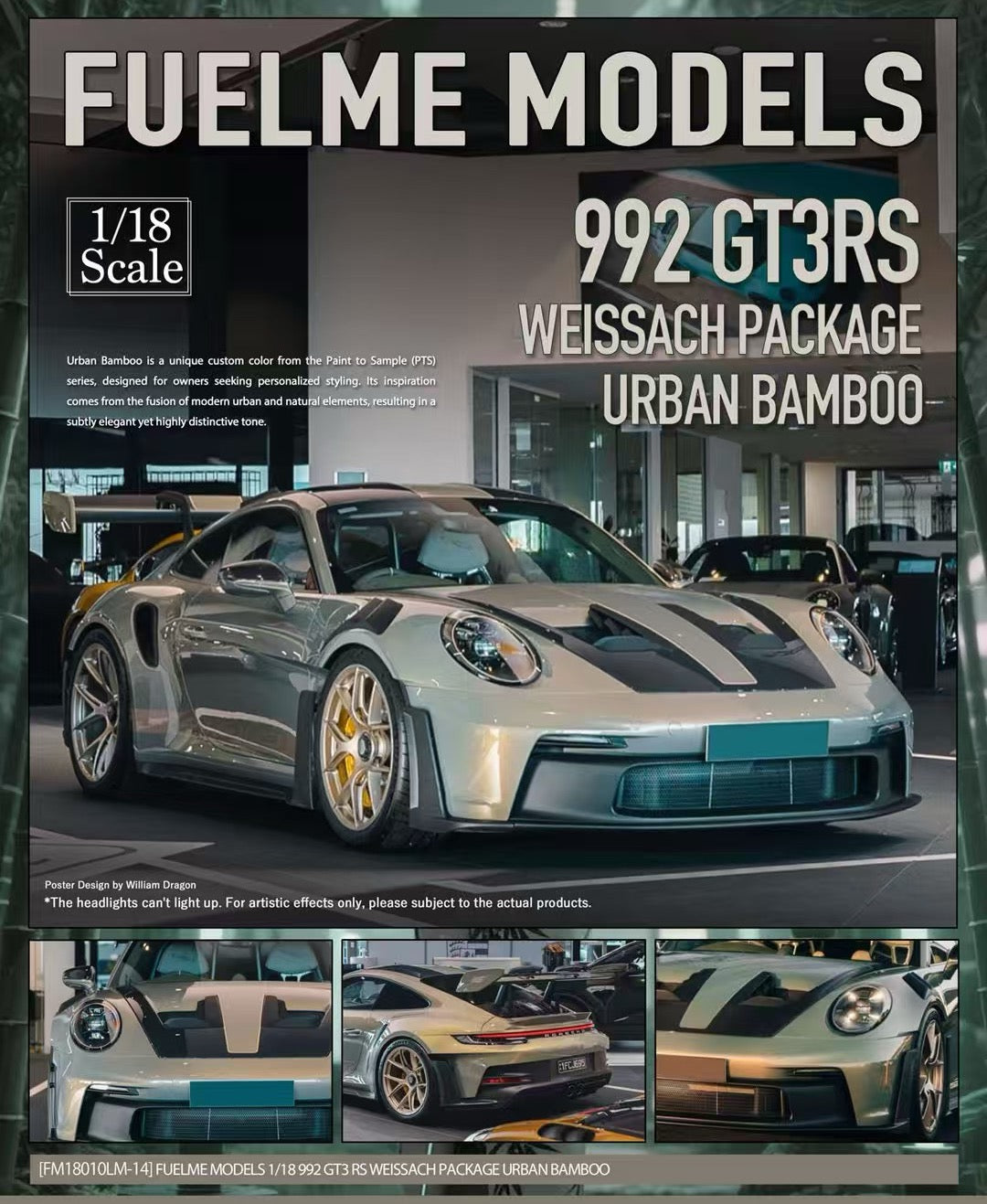 Fuelme 1/18 Porsche 992GT3RS Limited Edition Car Model Ornaments