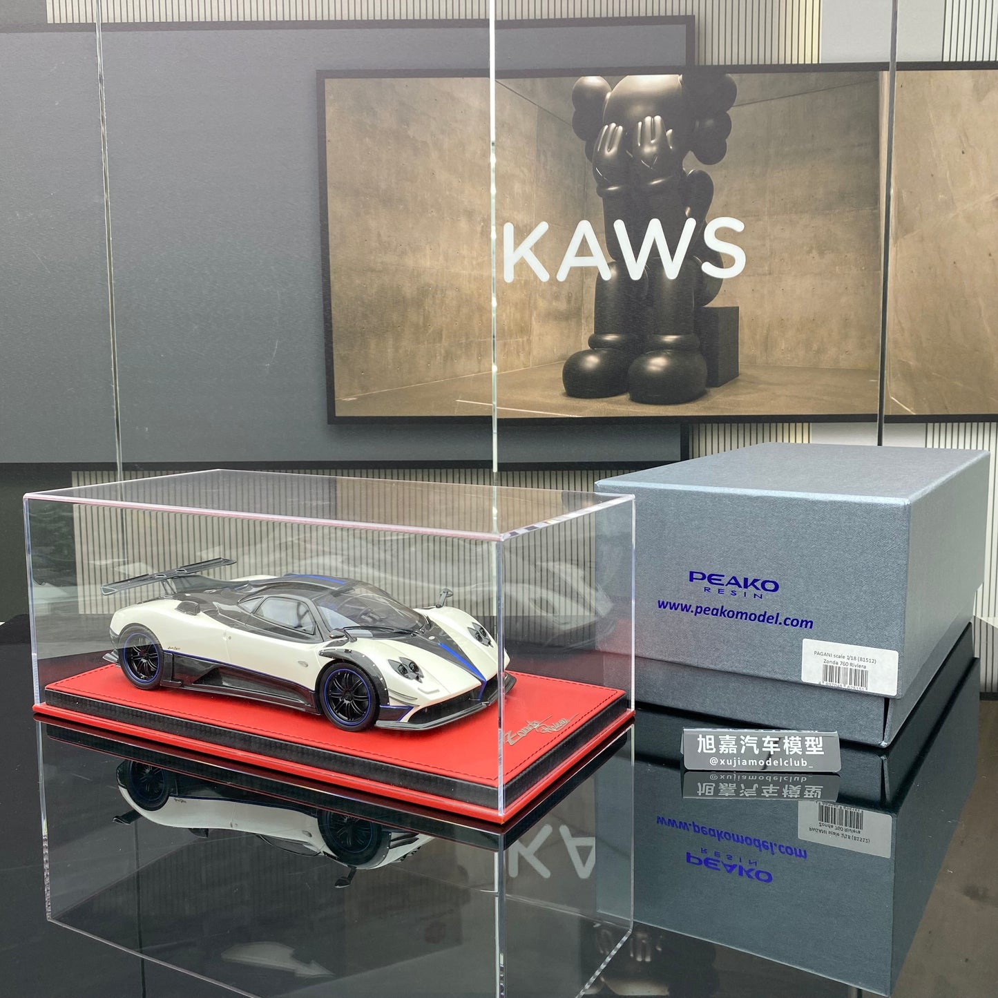PEAKO 1/18 Pagani Zonda Riviera white limited edition car model ornament