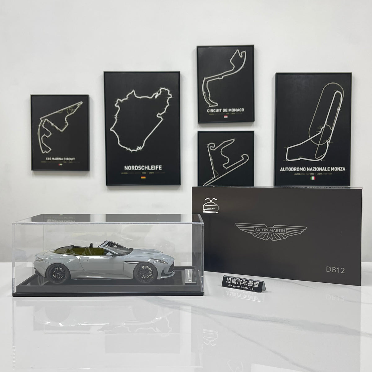 MOTORHELIX 1/18 Aston Martin DB12 Volante (Convertible) - Porcelain Grey (MH396)