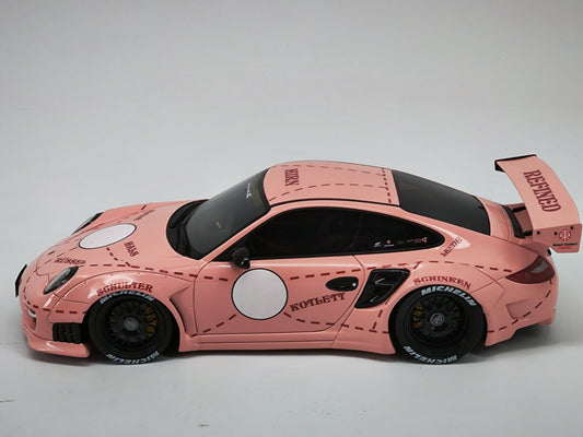 GT SPIRIT 1/18 Porsche 997 LBWK Pink Pig Modified Car Model