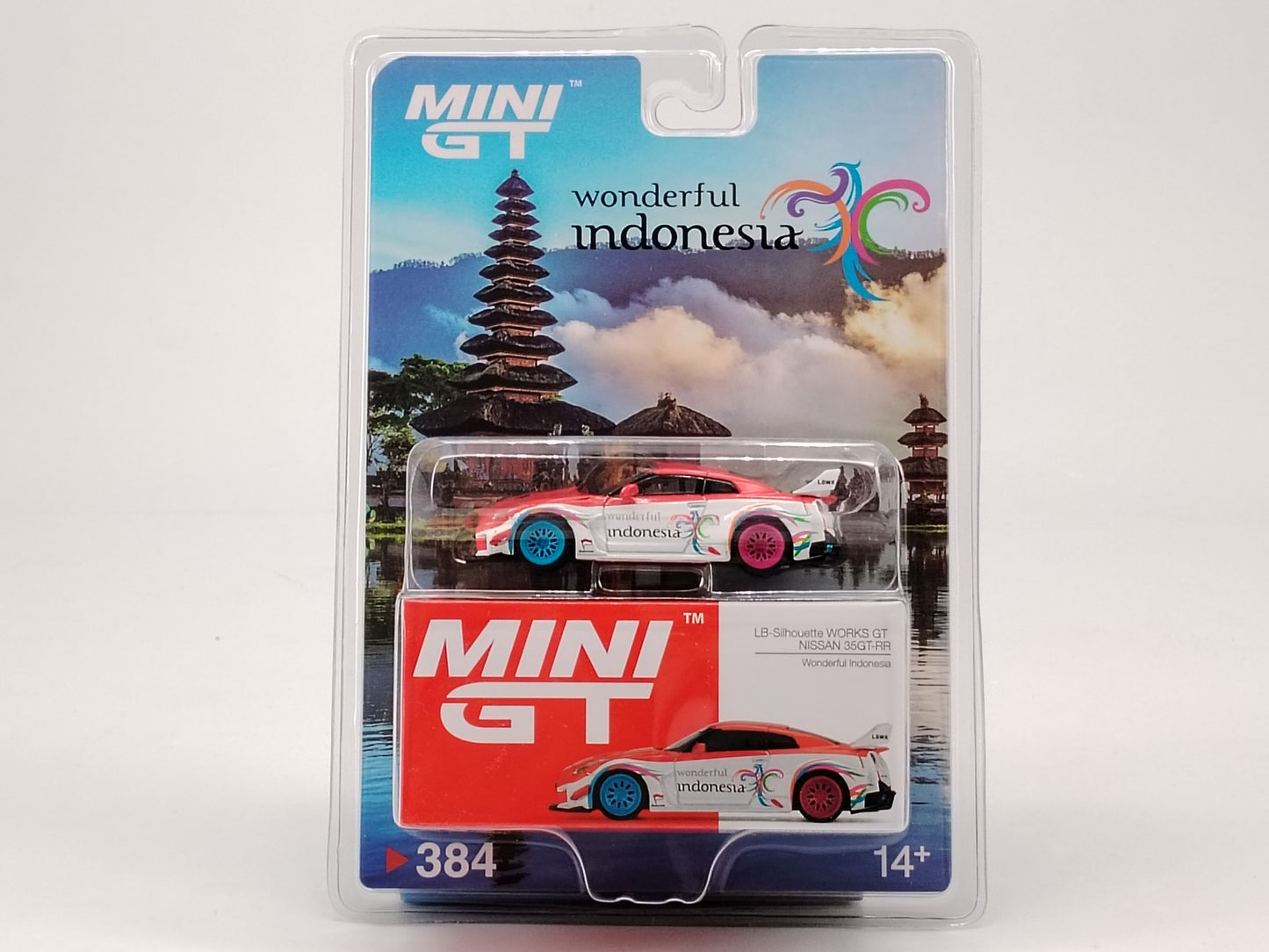 MINIGT 1/64 Nissan 35GT-RR Indonesian version white and red paint alloy car model MGT00384