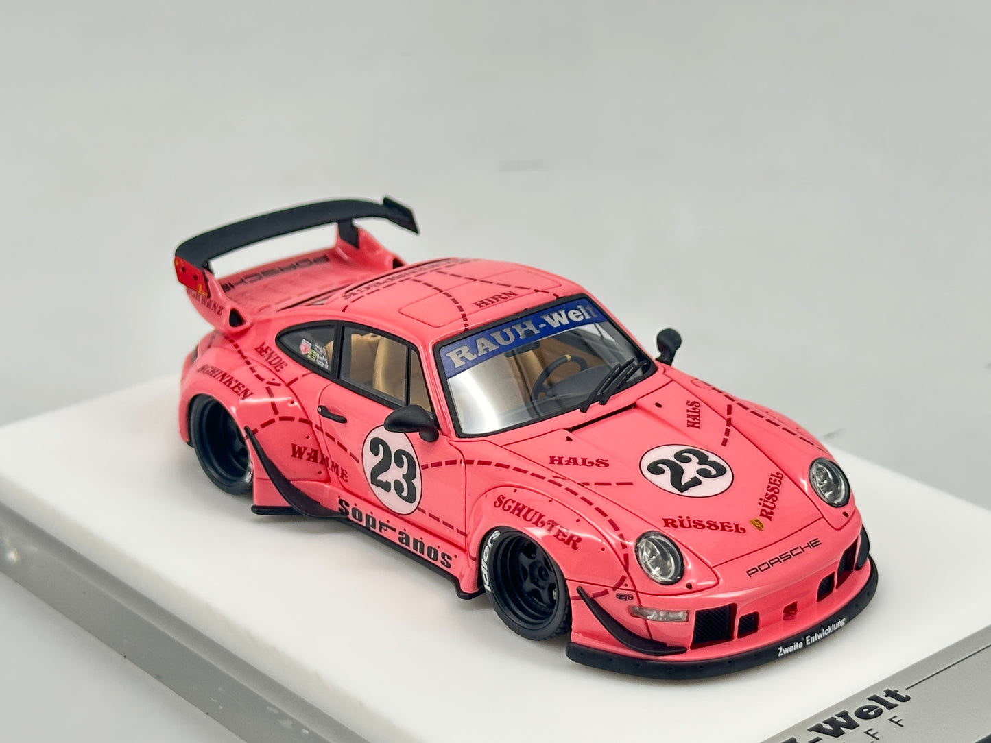 DG 1/43 Porsche RWB Pink Pig Painted Simulation Car Model