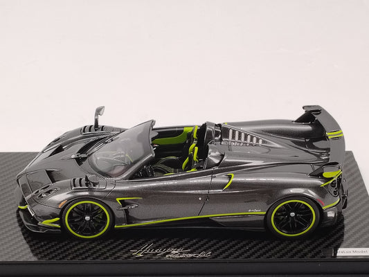 AustraLux Model 1/18 Pagani Huayra Roadster BC All-Carbon Fiber with Green Stripes Car Model