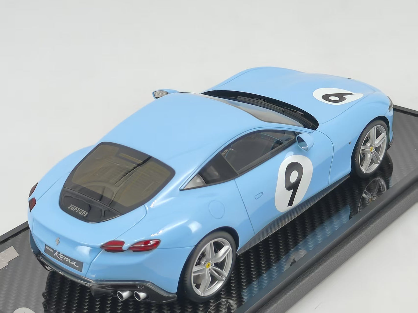 BBR 1/18 Ferrari Roma Prata Blue No. 9 Limited Edition Car Model Ornaments