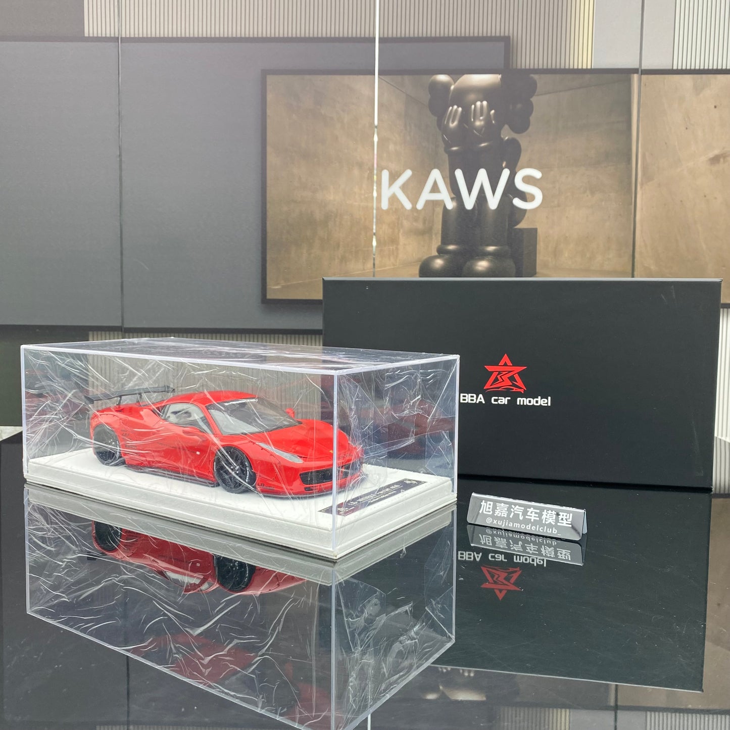 Adornos de simulación de coche Ferrari 458 GT modelo BBA 1/18