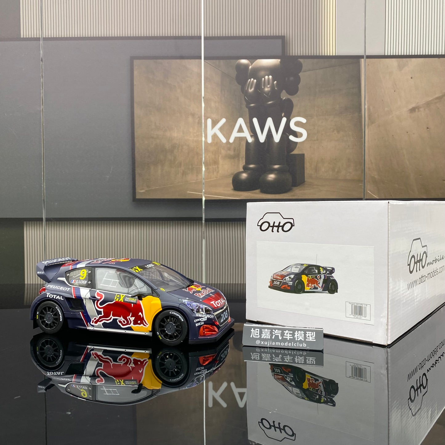 OTTO 1/18 Peugeot 208 WRX S.LOEB BELGIUM GP black paint car model