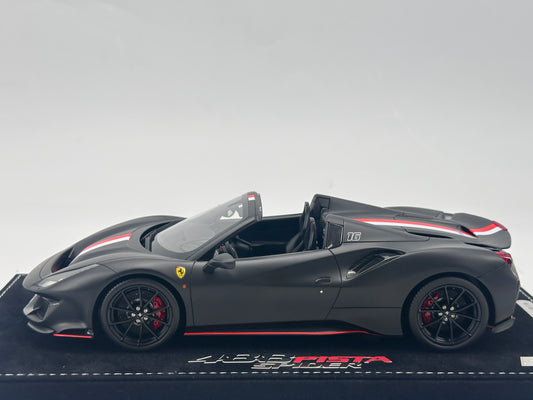 BBR 1/18 Ferrari 488 Pista Spider Red and White Decals, Matte Black Resin High-end Model