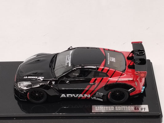 One Model 1/43 Nissan GTR R35 LBWK ADVAN Car Model