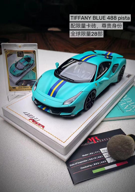 MR 1/18 Ferrari 488 pista special edition matte Tiffany blue limited edition of 28 simulated car model ornaments