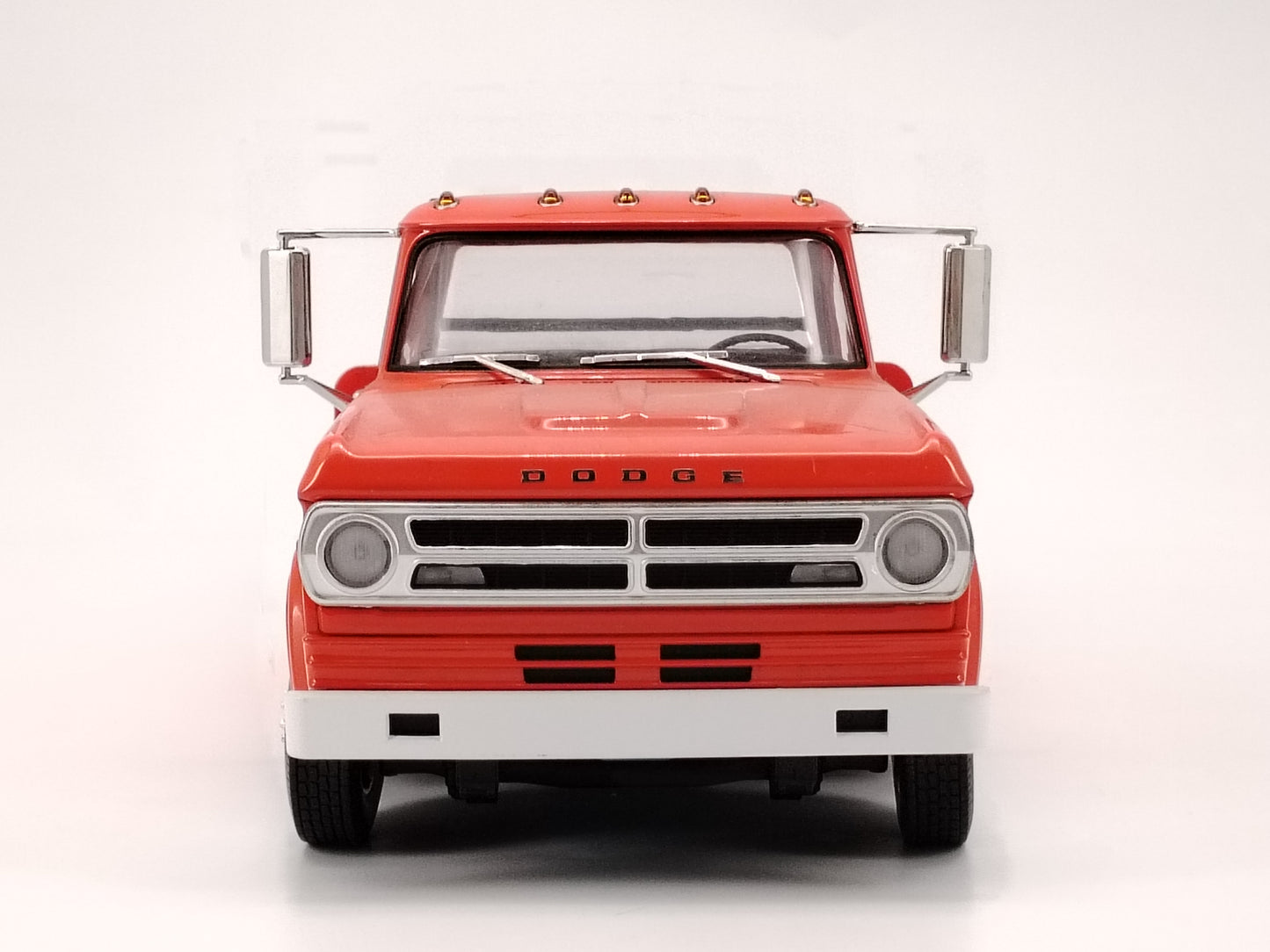 ACME 1/18 Dodge D300 RAMP TRUCK Orange Trailer Simulation Car Model