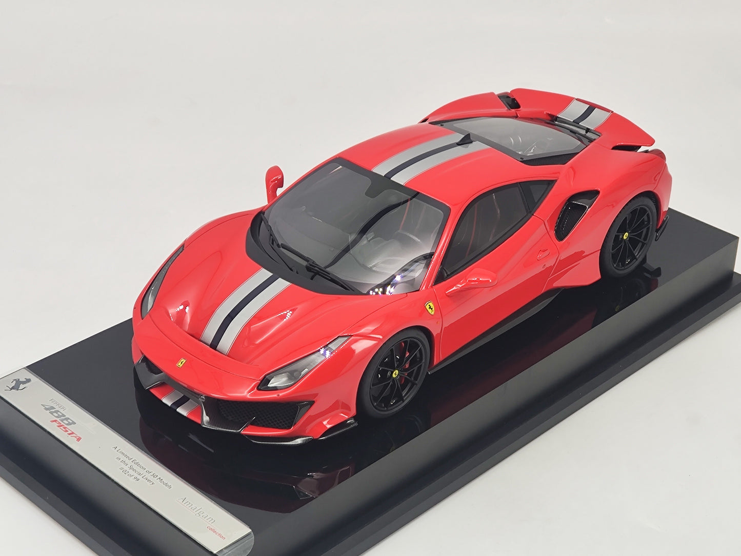Amalgam 1/18 Ferrari 488 PISTA with Red Logo, Resin Model Car