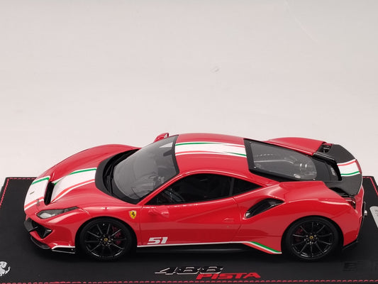 BBR 1/18 Ferrari 488 Pista Piloti 51# Standard Red Simulation Car Model