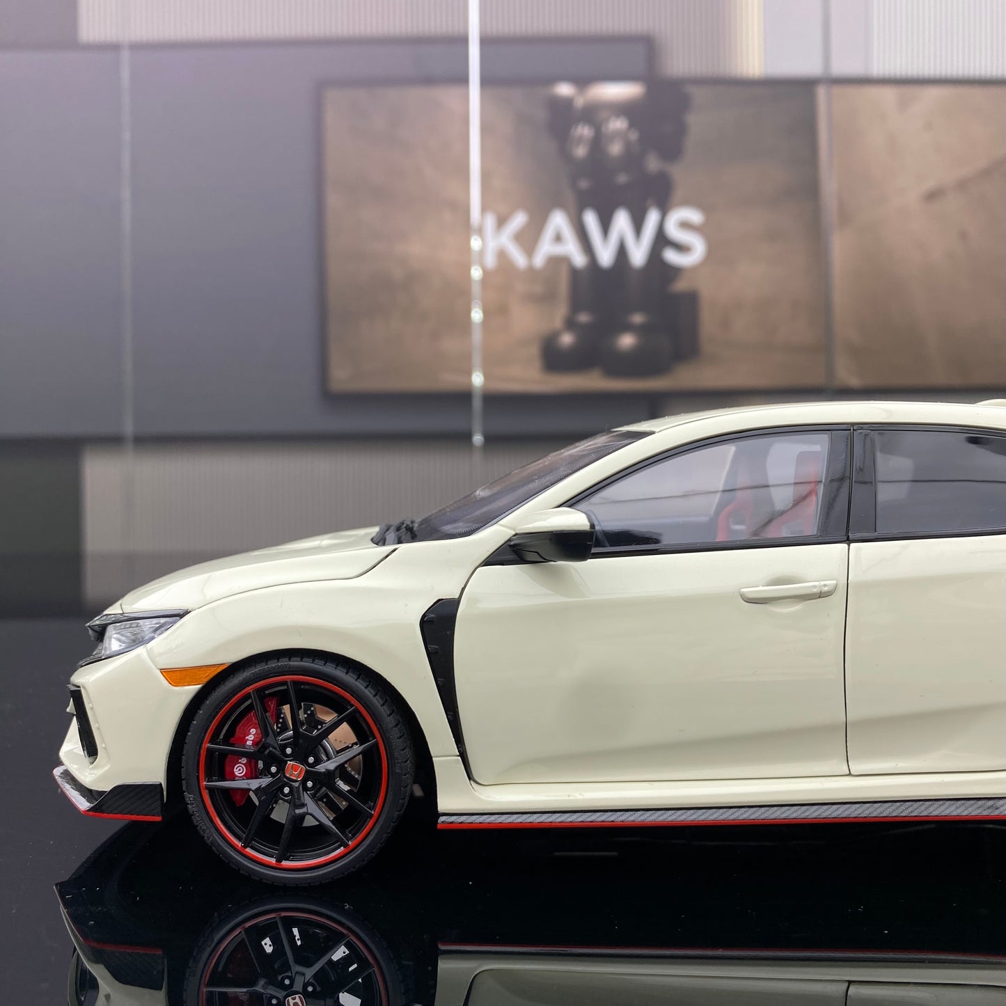Adornos de modelo de coche de simulación de aleación completamente abierto HONDA CIVIC TYPE R a escala 1/18