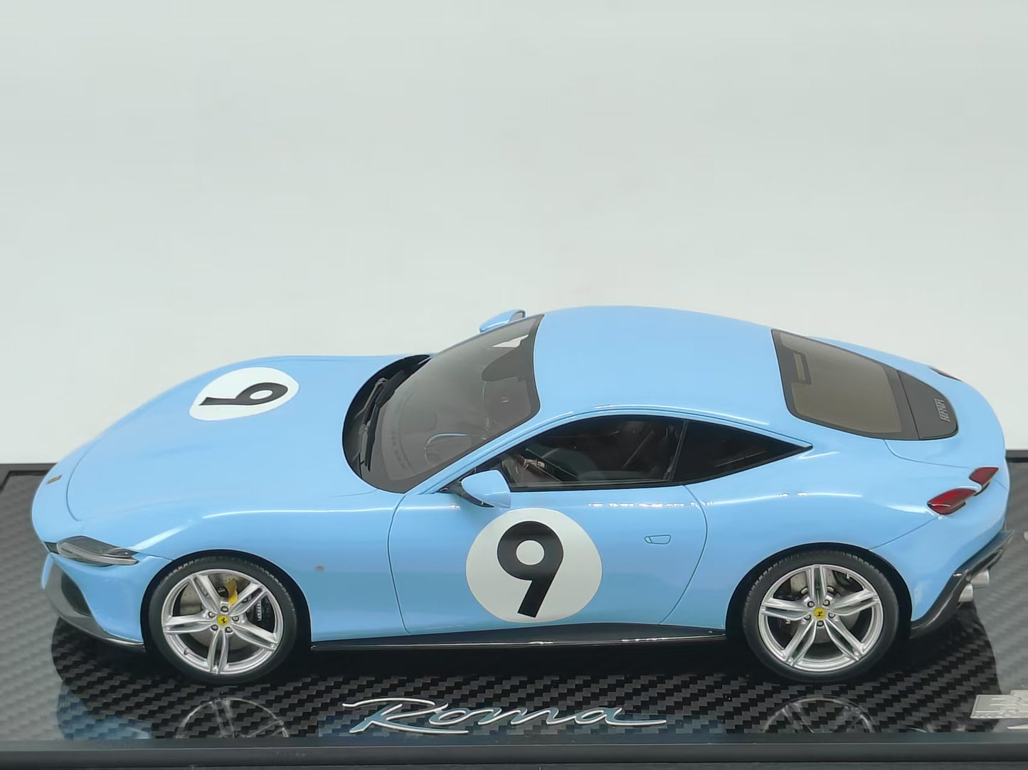 BBR 1/18 Ferrari Roma Prata Blue No. 9 Limited Edition Car Model Ornaments