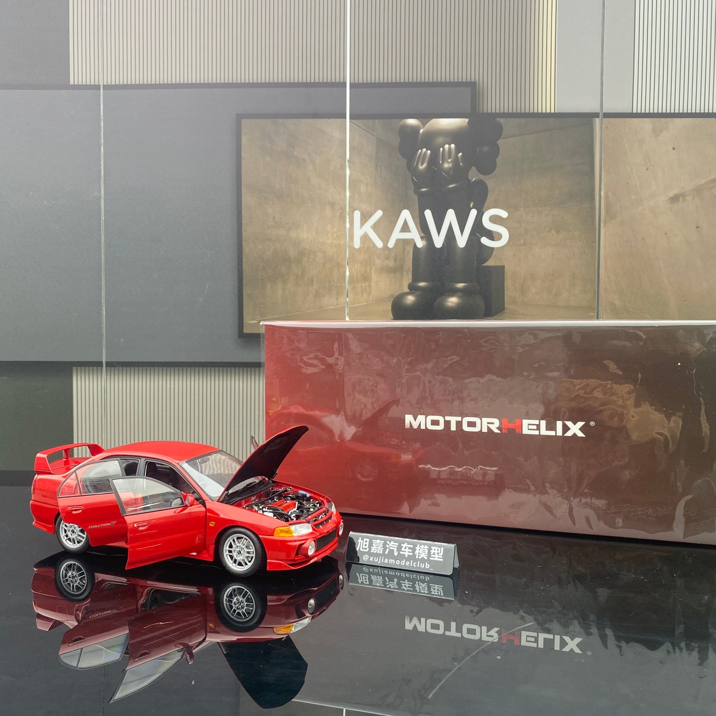MOTORHELIX 1/18 Mitsubishi Lancer Evolution IV Palma Red Alloy Car Model