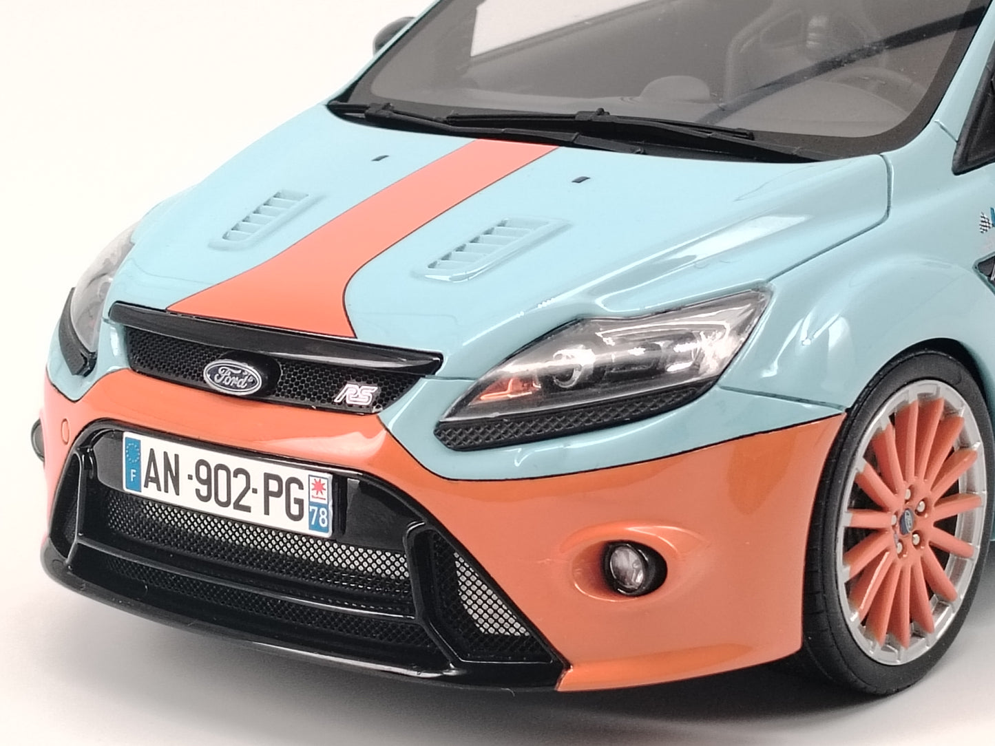 OTTO 1/18 Ford FOCUS MK2 RS LE MANS Orange Stripe Simulation Car Model Ornaments