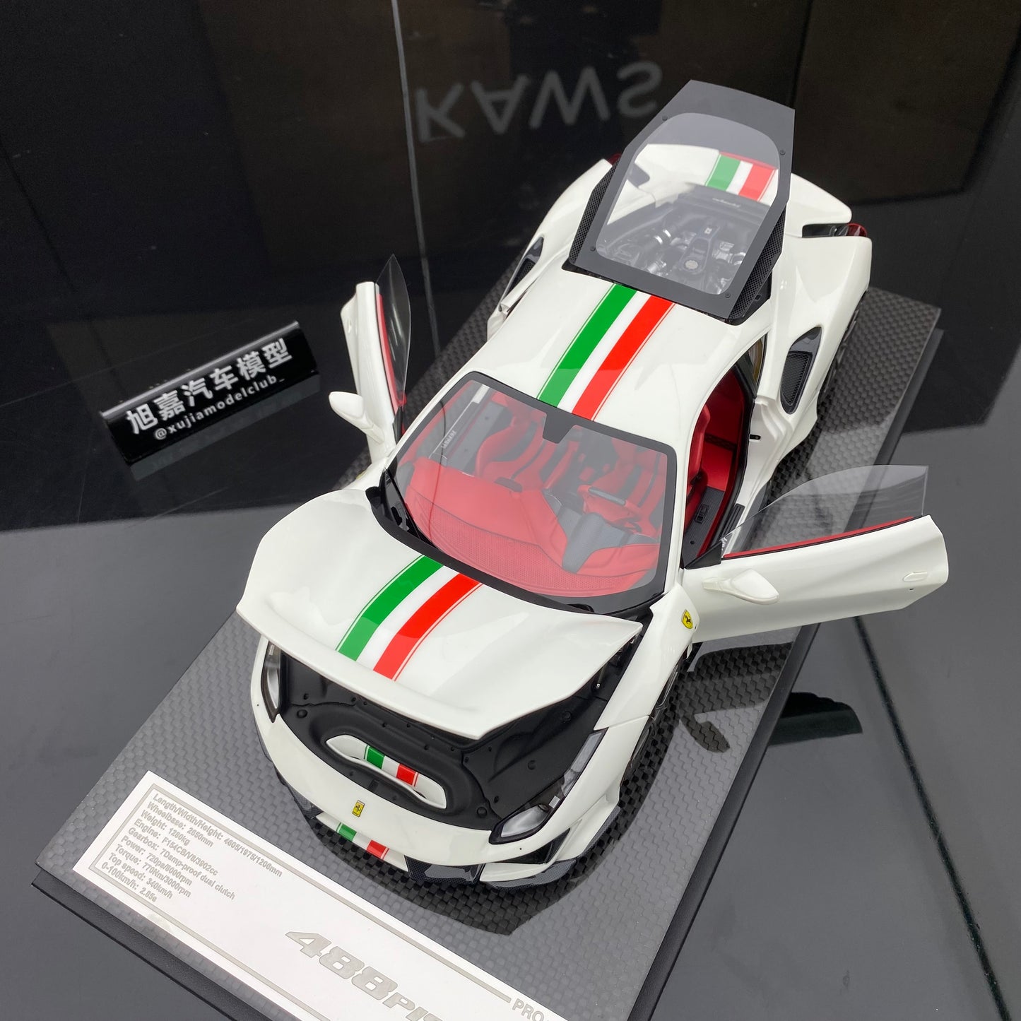 DM 1/18 Ferrari 488 pista resin fully opened fluorescent limited edition car model ornaments