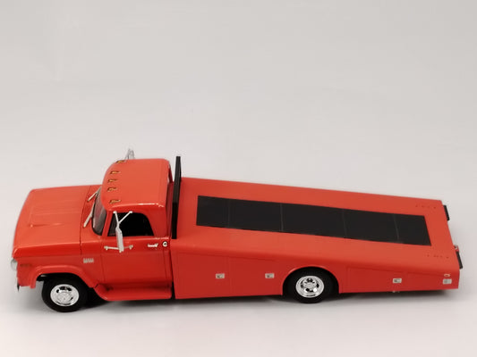 ACME 1/18 Dodge D300 RAMP TRUCK Orange Trailer Simulation Car Model