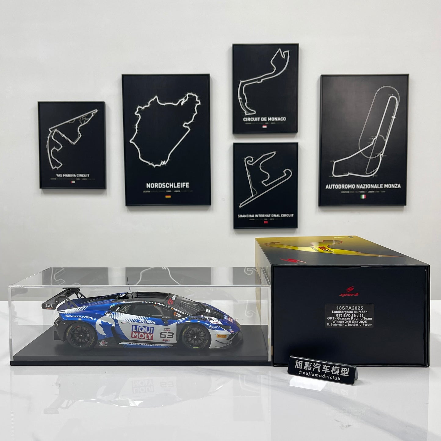 Spark 1/18 Lamborghini Huracán GT3 EVO 2 – 2025 Spa 24 Hours Winner (No. 63, Blue Livery) – 18SPA2025