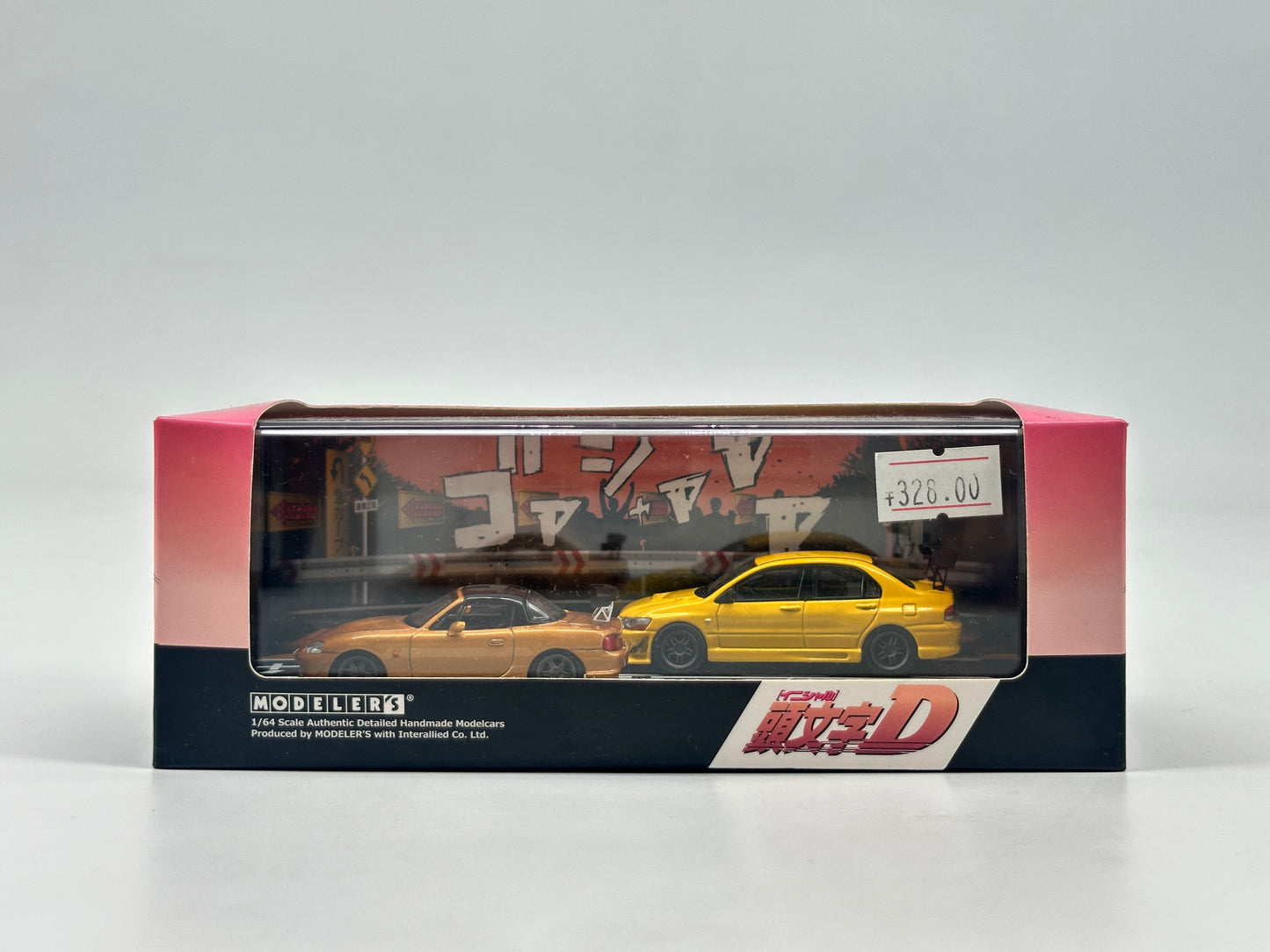 Modeler's 1/64 Mazda+Mitsubishi MX5+EVO7 Orange+Yellow Alloy Car Model MDLS006