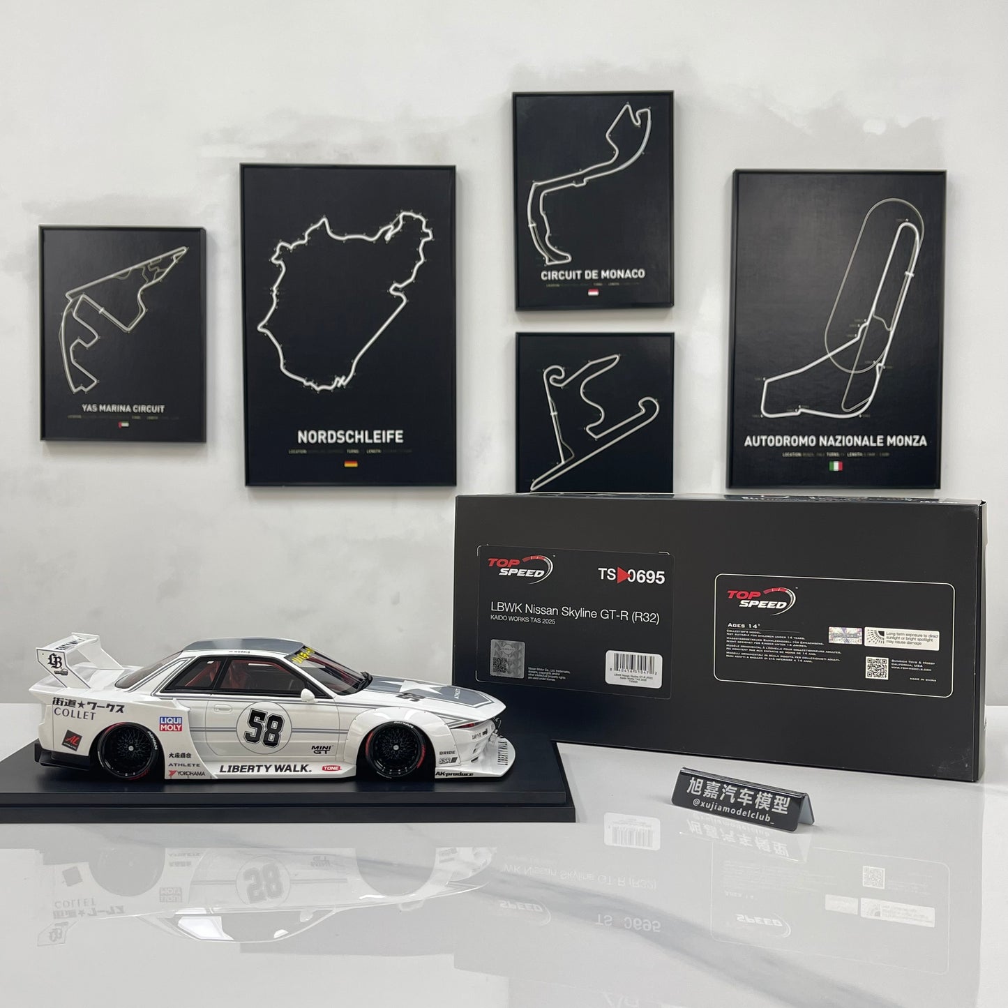 TOPSPEED 1/18 Nissan GT-R R32 Kaido Works TAS 2025 White TS0695