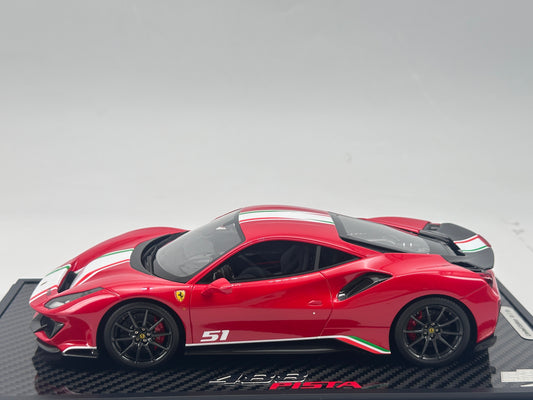 BBR 1/18 Ferrari 488 Pista Piloti 51# Standard Red Simulation Car Model