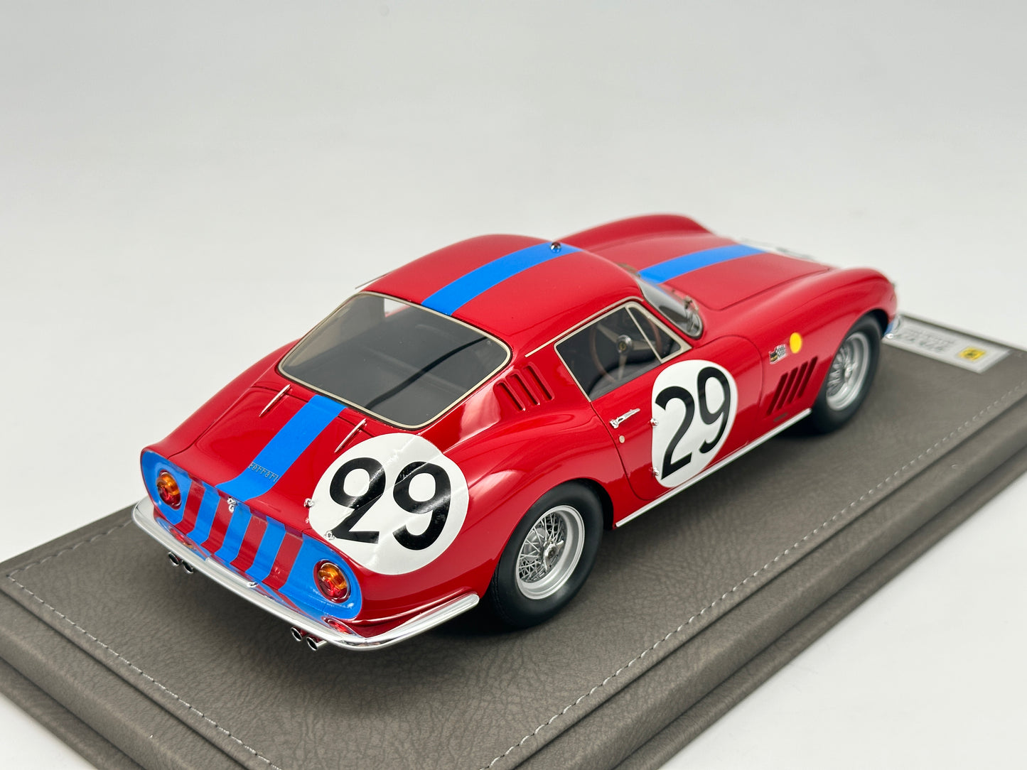 BBR 1/18 Ferrari 275GTB 24H LeMans 1966 Red Blue Stripe Resin Model Car