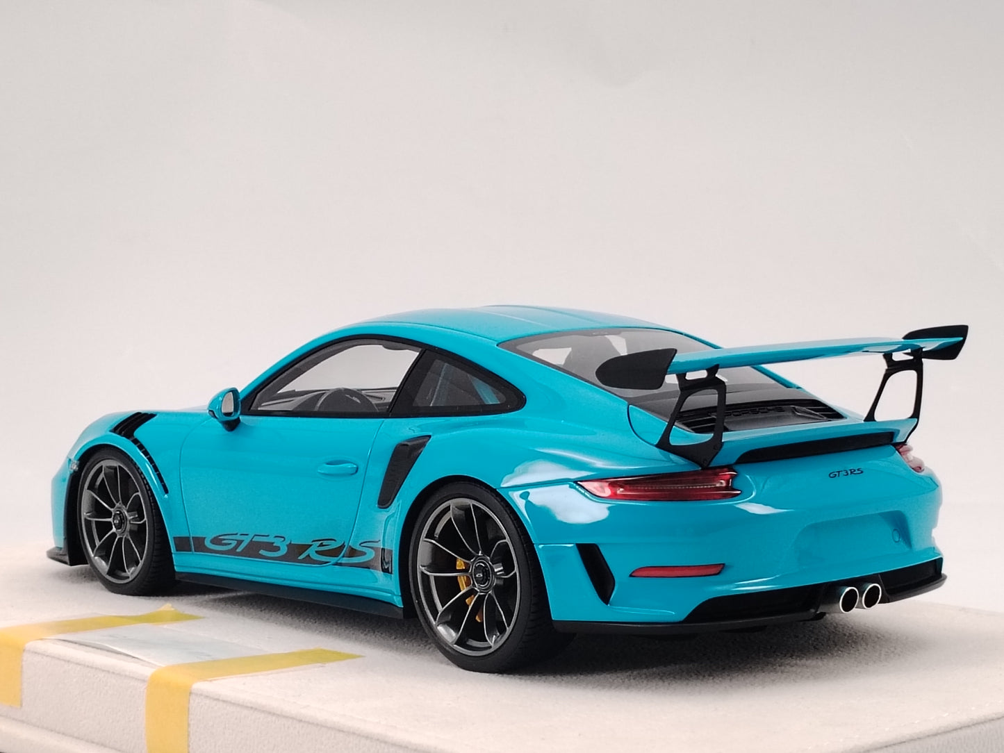 MAKEUP 1/18 Porsche 991.2 GT3RS WEISSACH PACKAGE 2018 Gulf Blue Carbon Fiber Cover Simulation Model Car EML072C