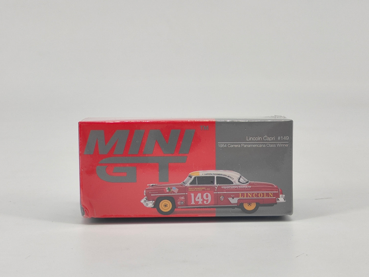 MINIGT 1/64 Lincoln Capri 1954 Carrera Panamericana Class Winner #149 Red with white top Alloy car model MGT00611
