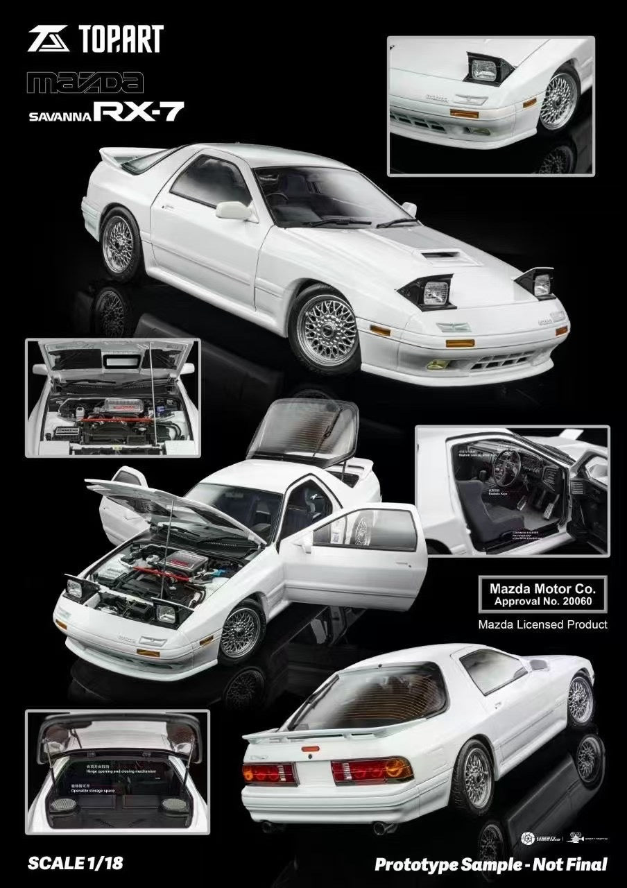 【Pre-sale 】TOPART 1/18 Mazda RX7 FC3S 1989 Alloy Full Open Car Model Ornaments
