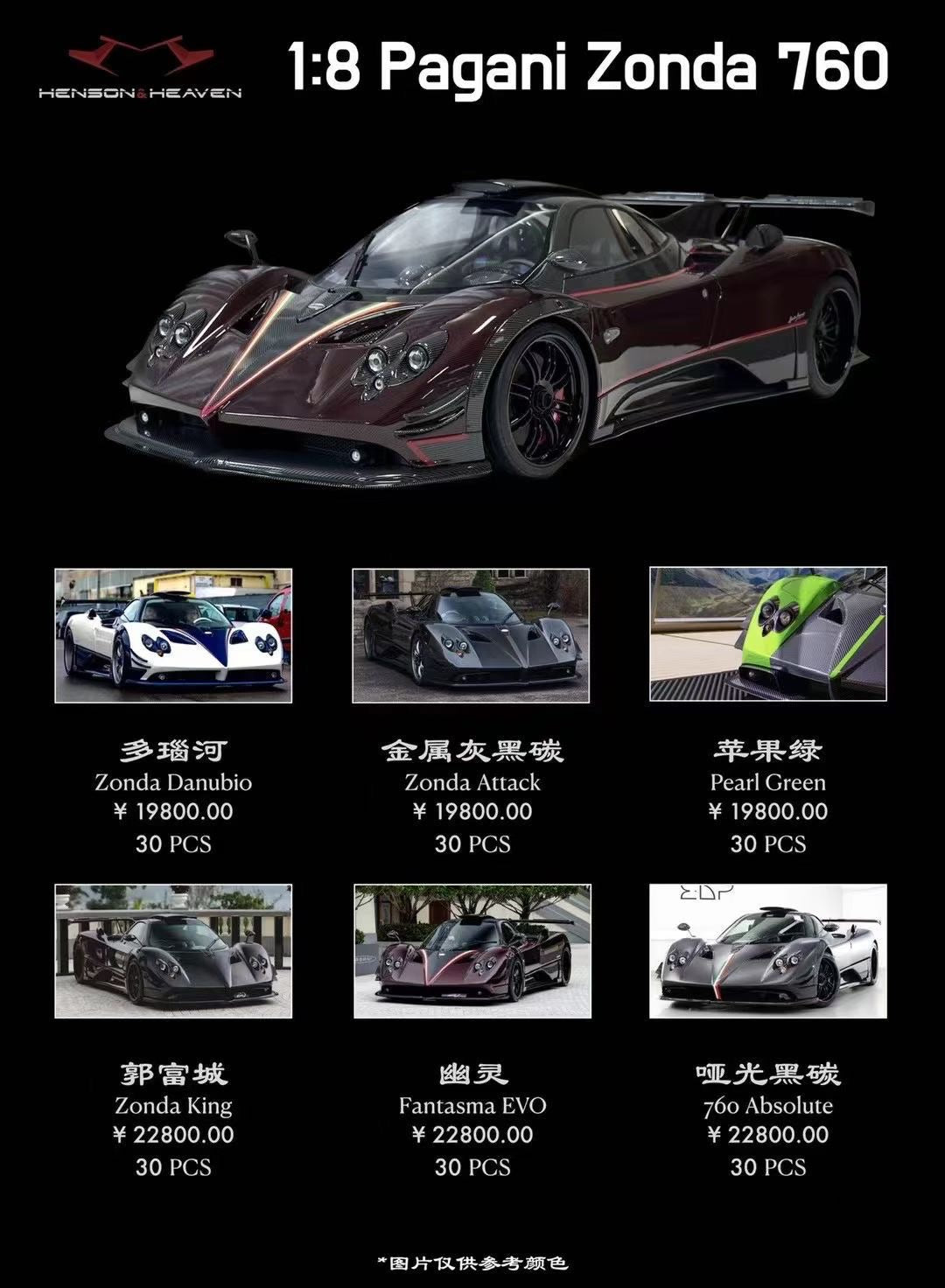 HH Model 1/8 Pagani Zonda 760 Limited Edition Car Model