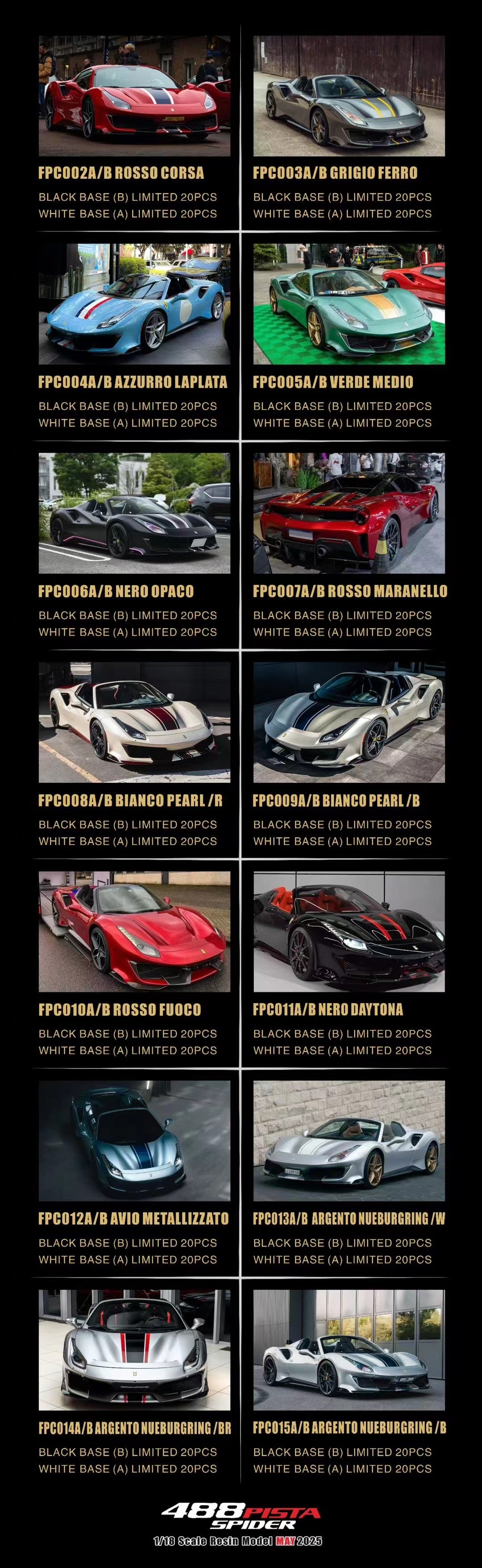 Dino Model 1/18 Ferrari 488 Pista Spider Limited Edition Car Model DM