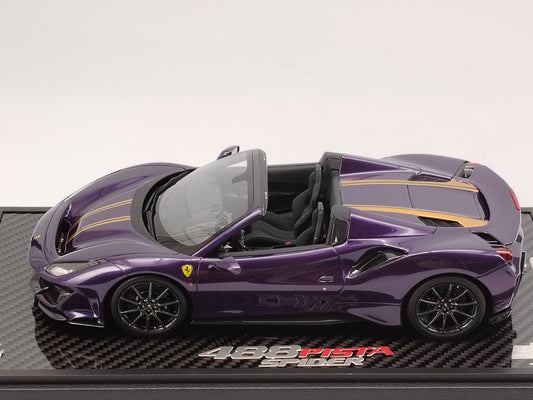 BBR 1/18 Ferrari 488 Pista Spider Hong Kong Purple High-quality Replica Car Model Ornament