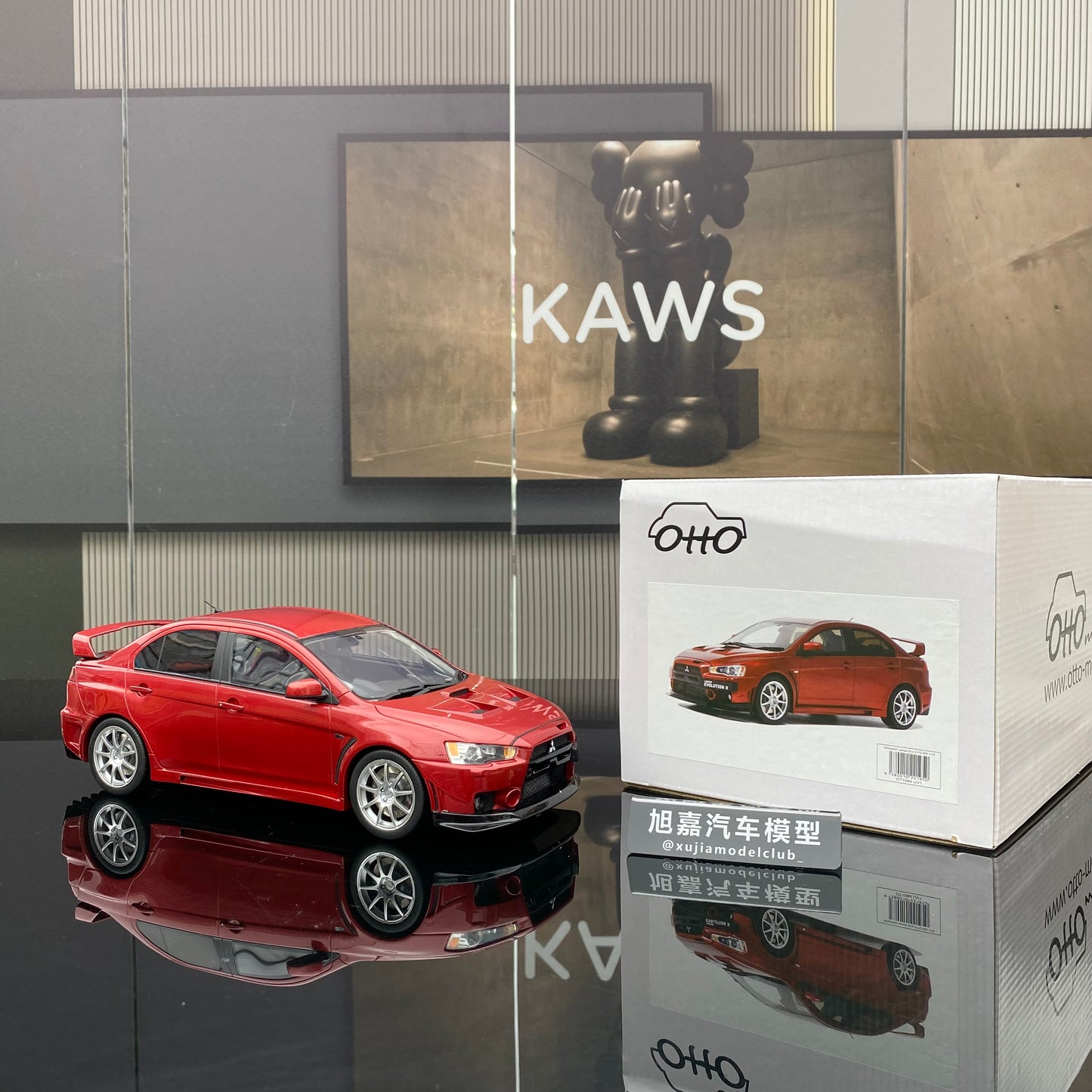 OTTO 1/18 Mitsubishi LANCET EVO XFQ 400 red resin car model ornament gift