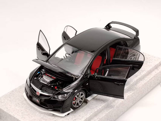 MOTORHELIX 1/18 Honda Civic Type R (FD2) 2007 Late Version Crystal Metallic Black Alloy Car Model