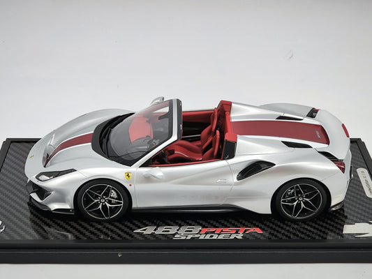 BBR 1/18 Ferrari 488 Pista Spider Silver Resin Car Model