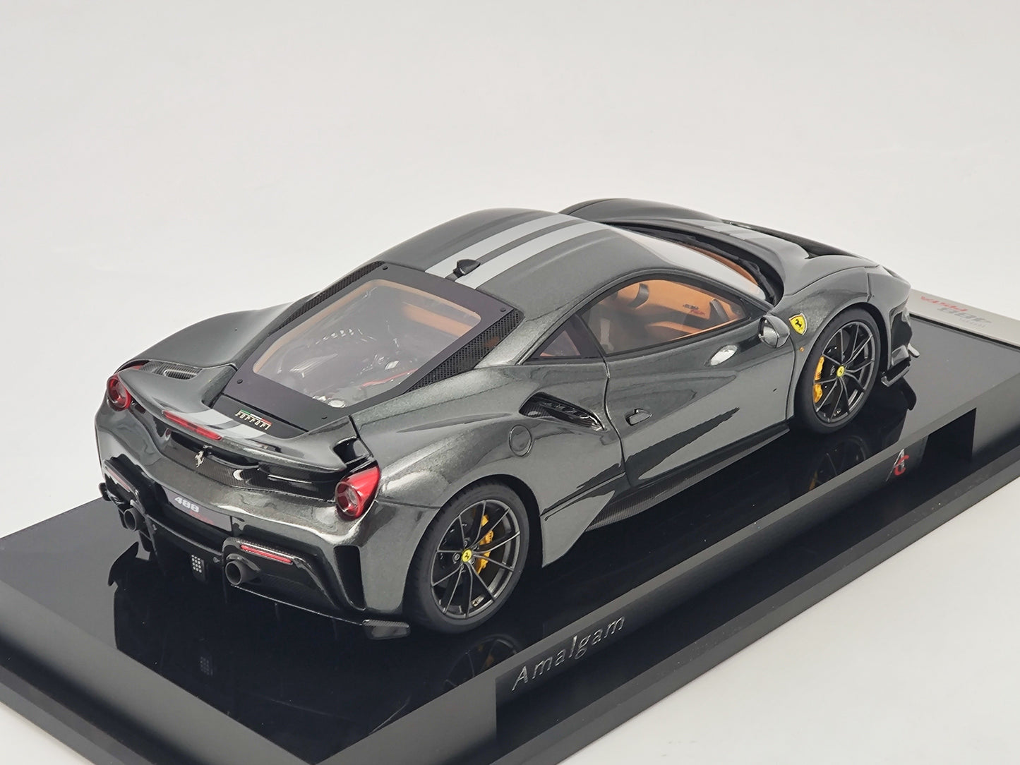 Amalgam 1/18 Ferrari 488 Pista Silver Lime Resin Model Car