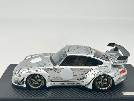 Ignition Model 1/18 Porsche RWB Silver Pig Limited Edition Simulation Car Model Ornaments