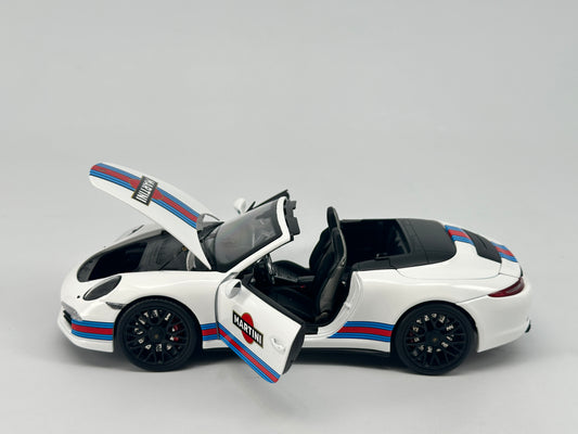 WSW 1/18 Porsche 911 GTS Martini Simulation Model Car Ornaments Birthday Gift