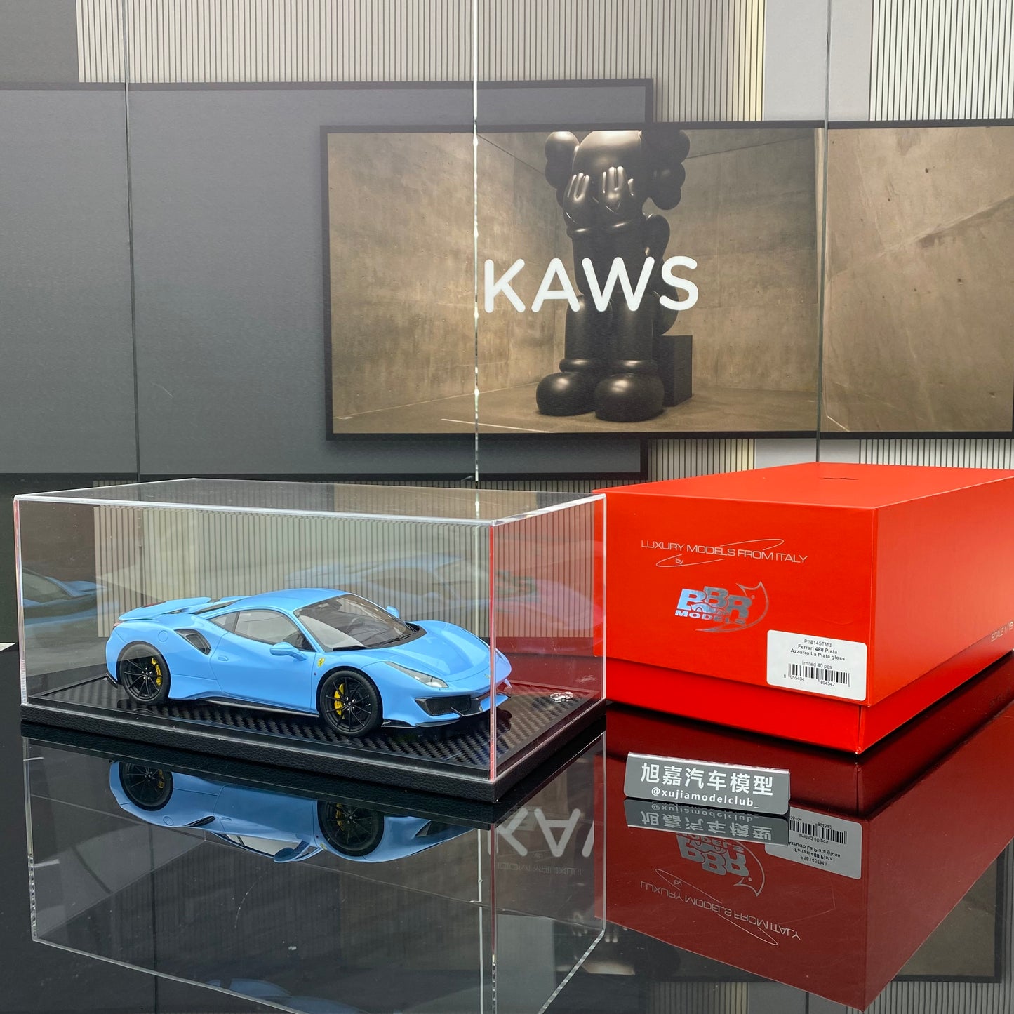 BBR 1/18 Ferrari 488 Pista Plata Blue limited edition car model ornaments