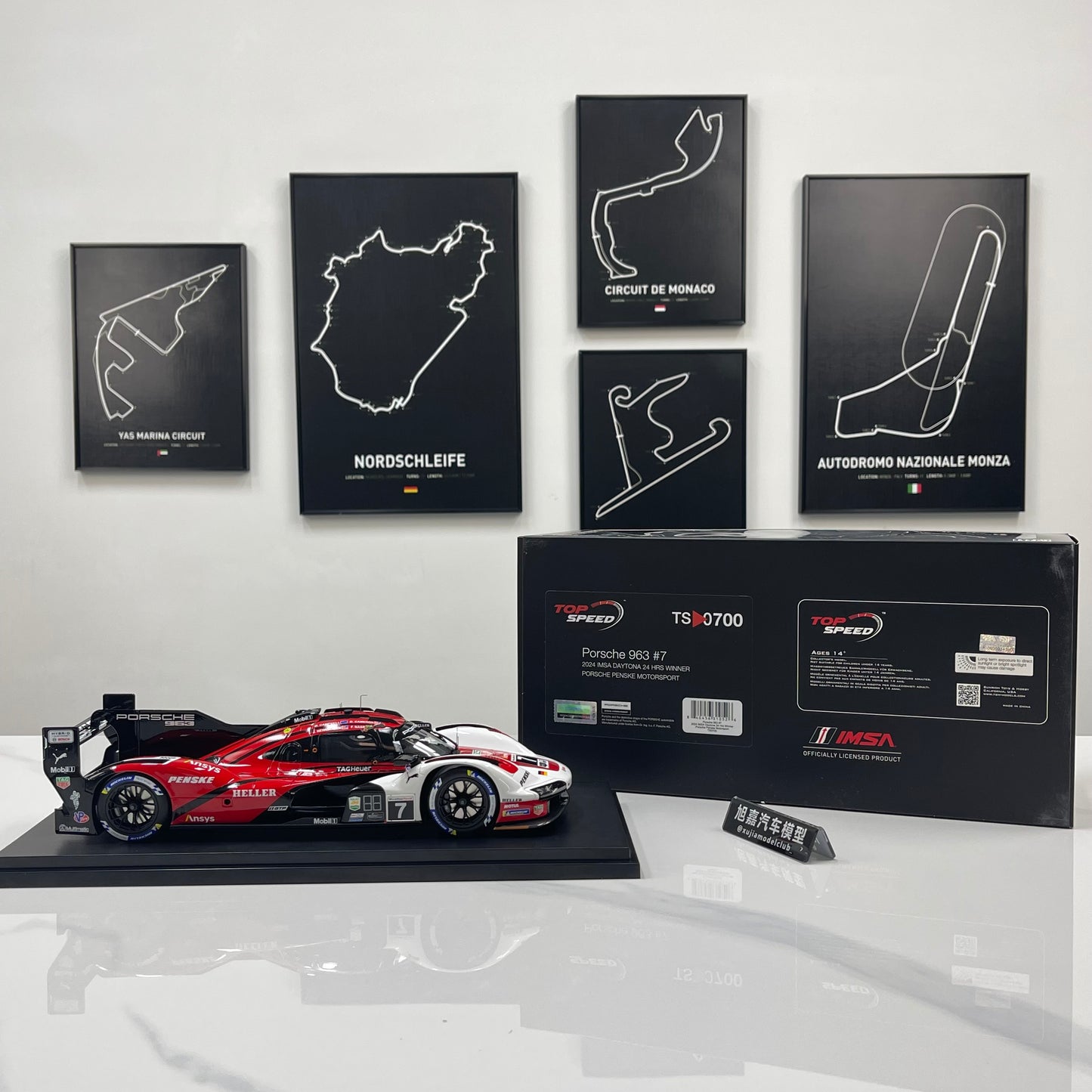 Topspeed 1/18 Porsche 963 #7 Porsche Penske Motorsport 2024 Red & White Livery TS0700